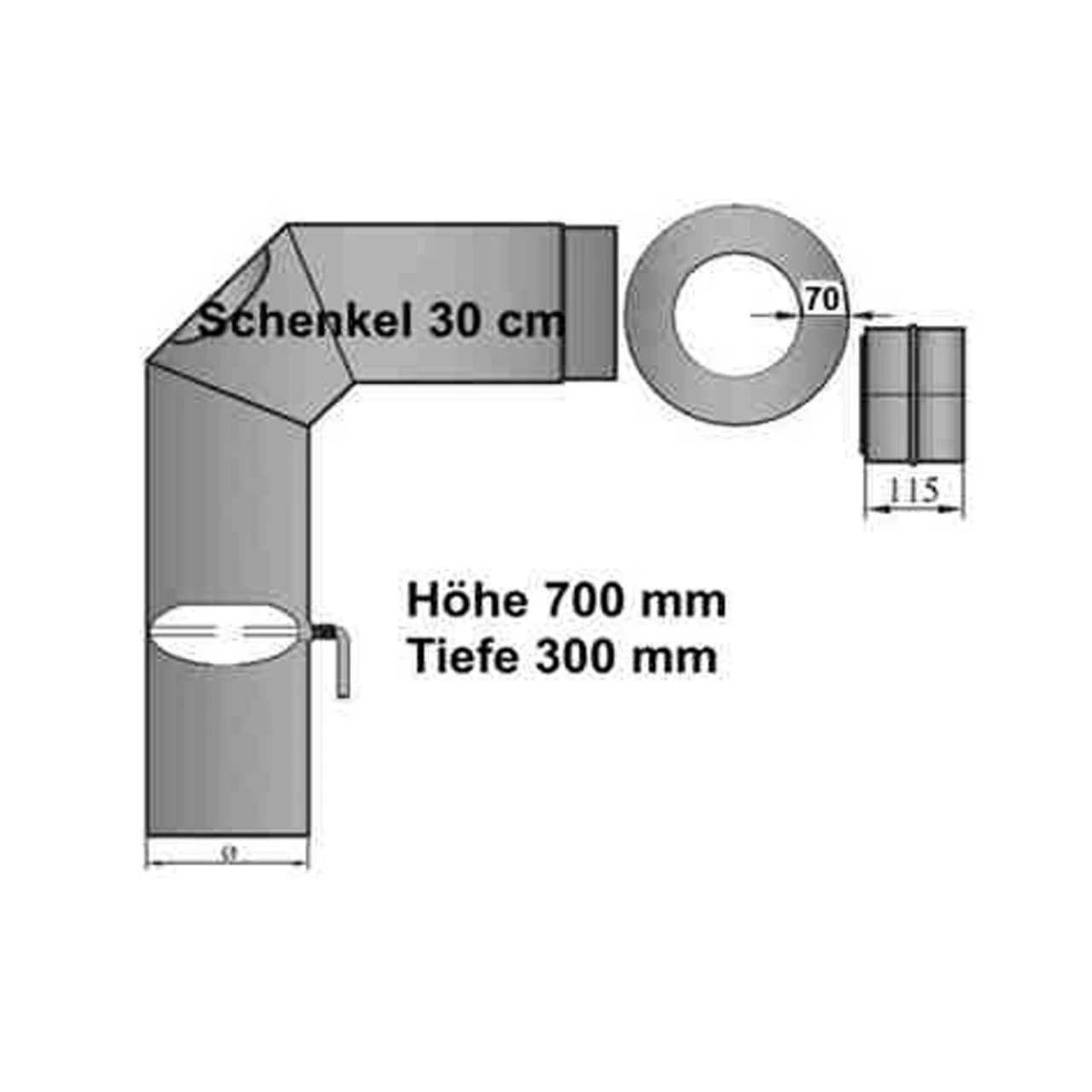 Rauchrohrset 90° Zweimal Abgewinkelt 150mm Ø Mit Kurzen Schenkel – Bild 3