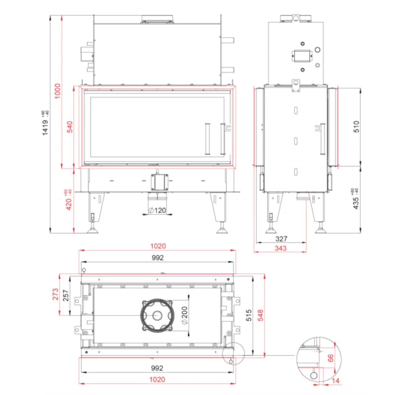 Aquatic Twin 10N Wasser Tunnel-Kamineinsatz 20kW – Bild 5