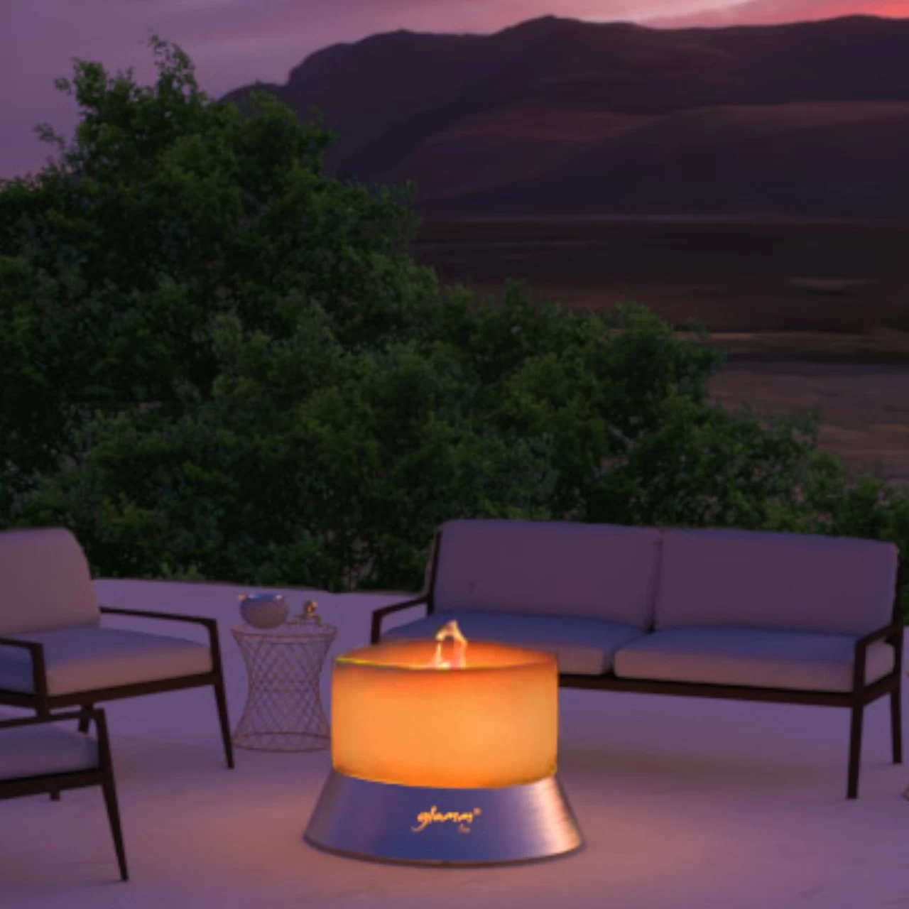 Alba Small Gaskamin Quarzglas Feuerschale Gartenkamin – Bild 8