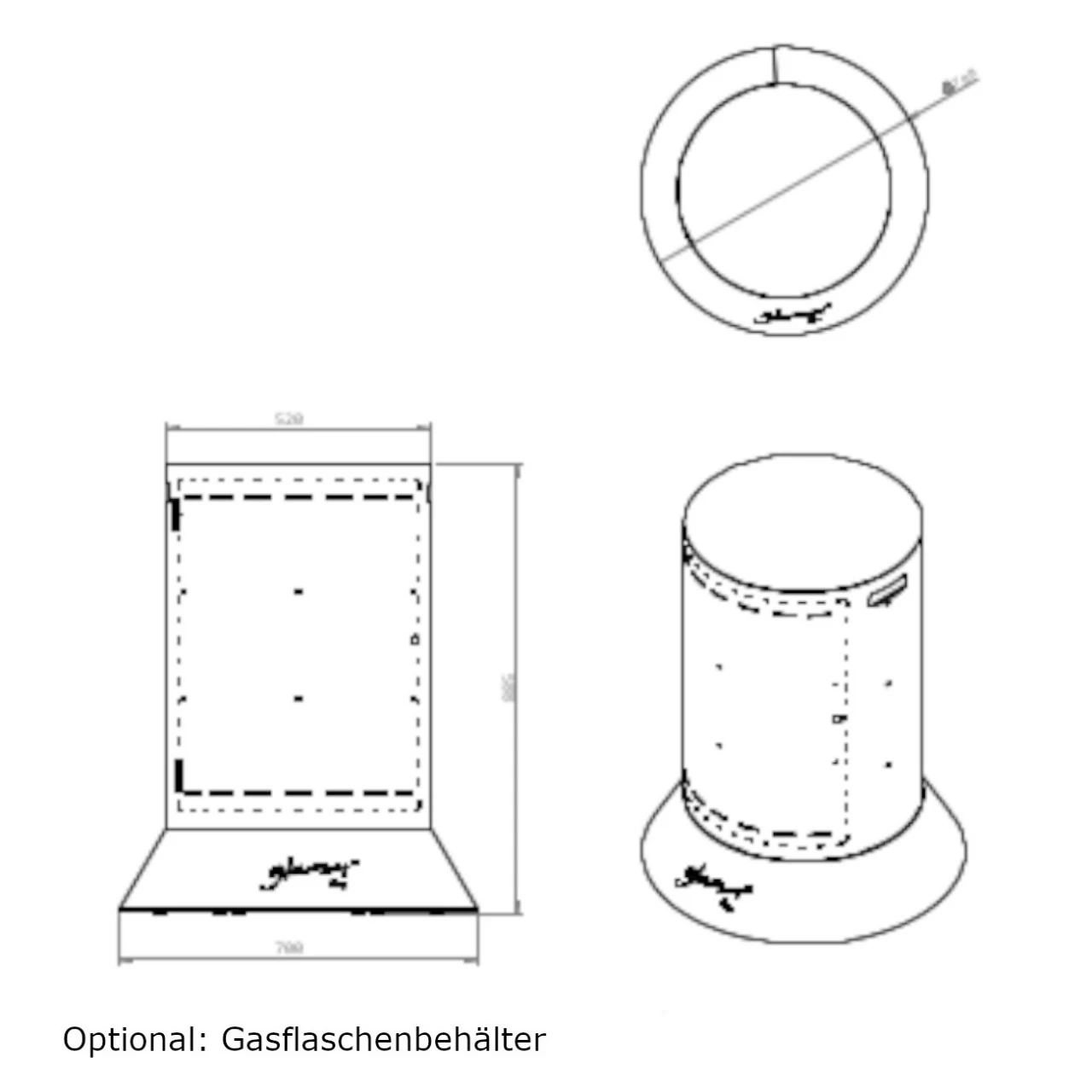 Alba Small Gaskamin Quarzglas Feuerschale Gartenkamin – Bild 15