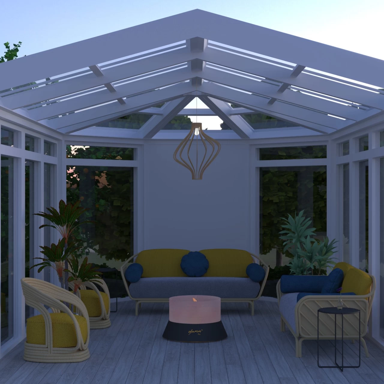 Alba Small Gaskamin Quarzglas Feuerschale Gartenkamin – Bild 11