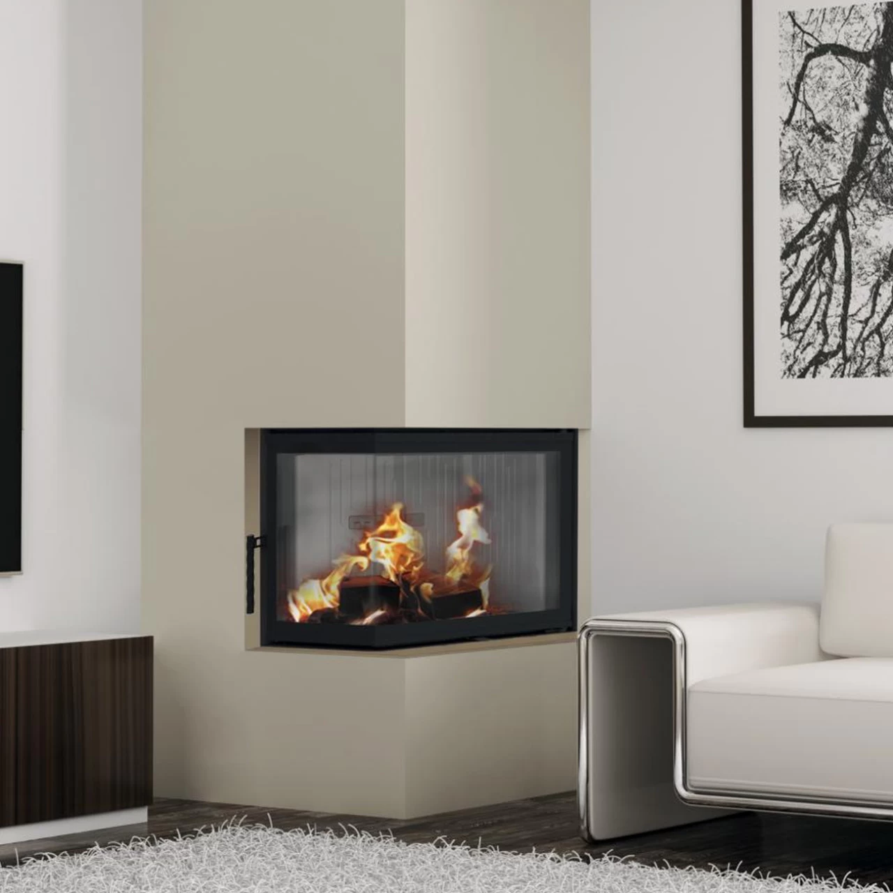 Aquatic WH80CL Wasser Kamineinsatz 14kW Links Verglast – Bild 2