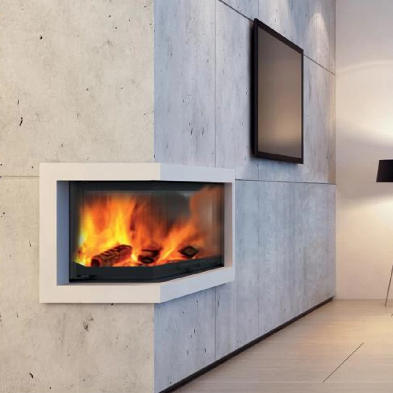 Aquatic WHV80CL Wasser Kamineinsatz 14kW Linksverglaste Hebetür – Bild 2