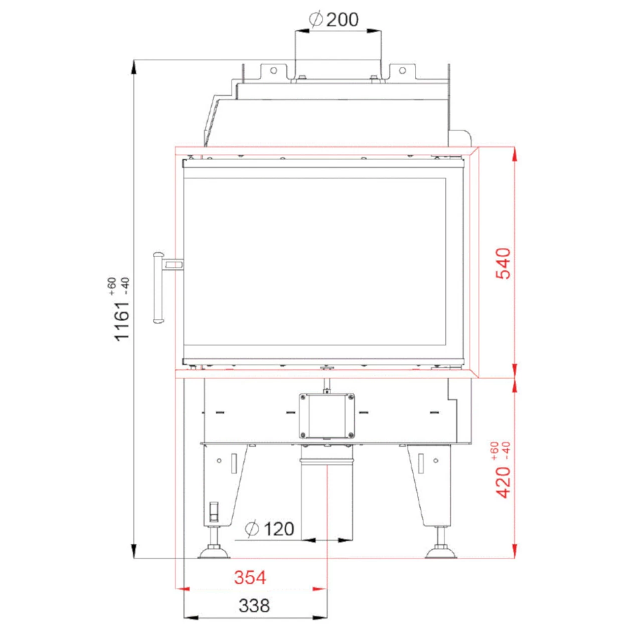Therm 8CL Eck-Kamineinsatz Links 8kW Schwenktür – Bild 5