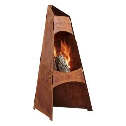 Delta Pyramide Gartenkamin Cortenstahl