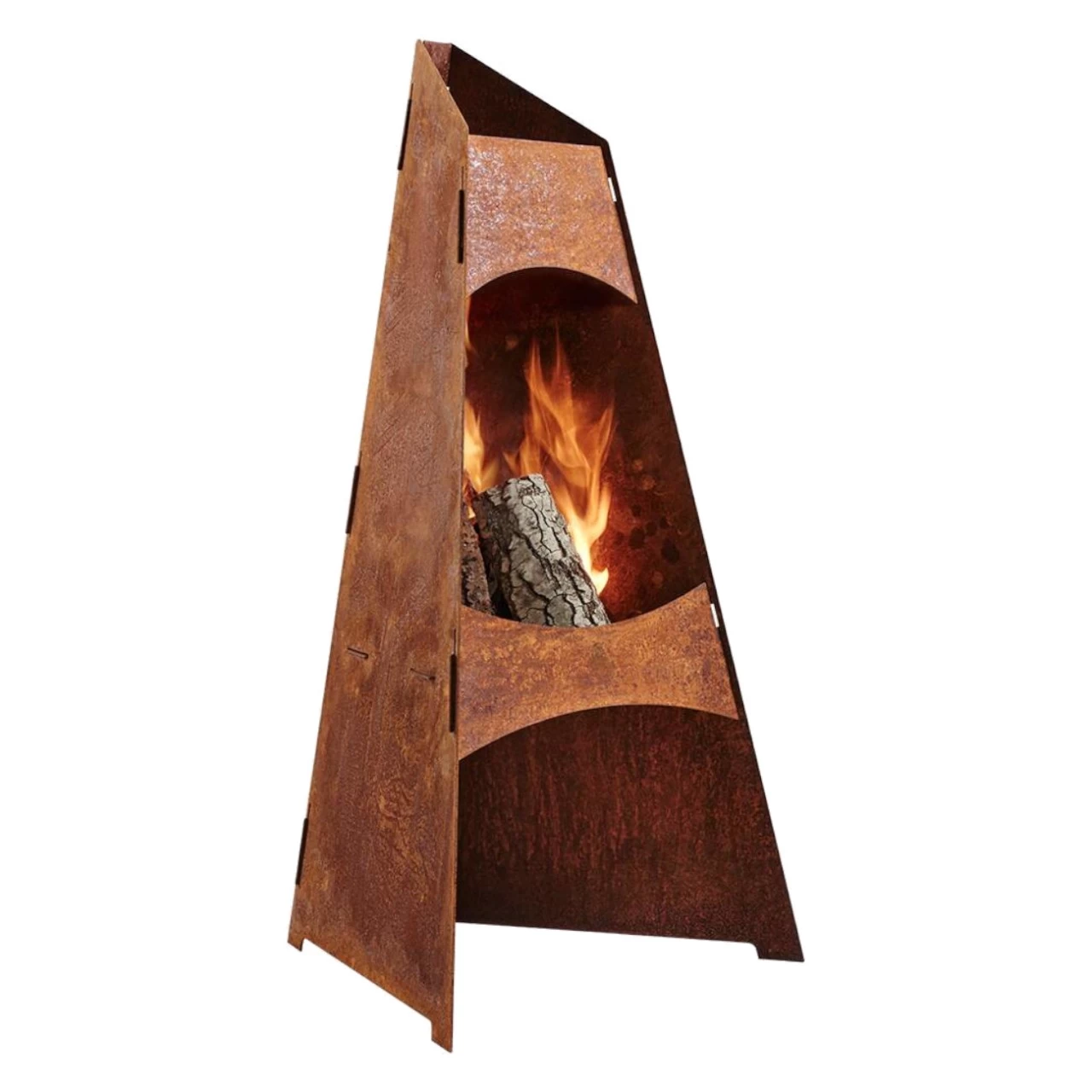 Delta Pyramide Gartenkamin Cortenstahl