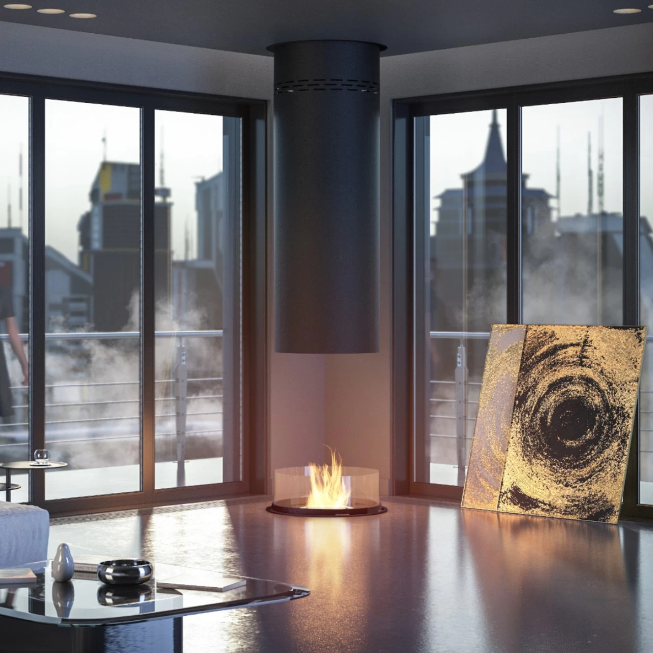 Inround Designer Ethanolkamin Zur Deckenmontage – Bild 2