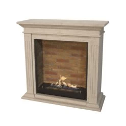 Cadiz Bioethanol Kamin Naturstein Weiß Mit Steindekor