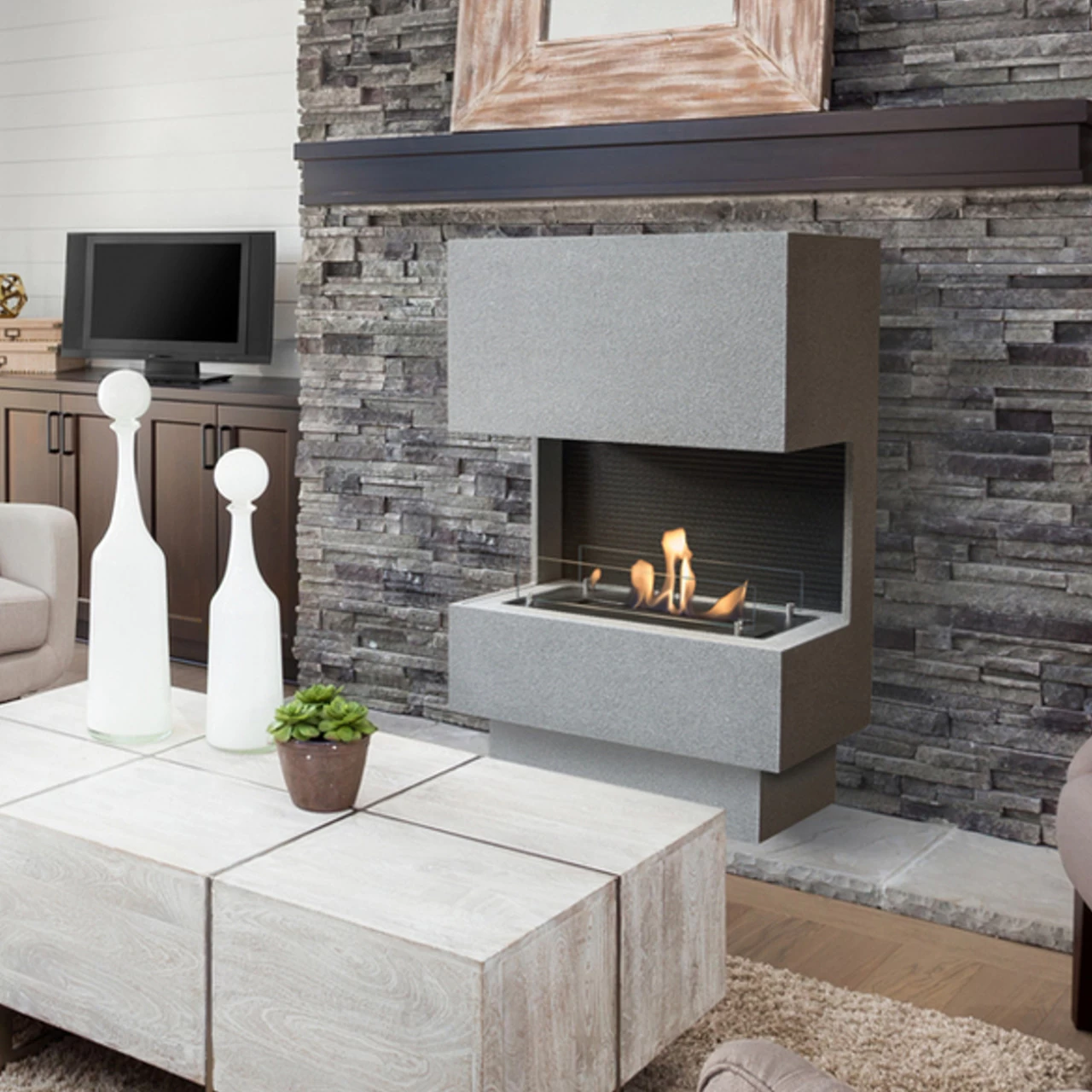 Nuoro Bioethanol Kamin Betonlook Mit Keramikbrenner – Bild 4