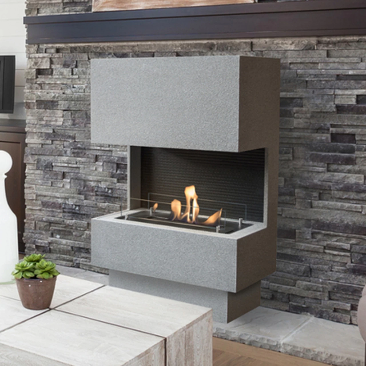 Nuoro Bioethanol Kamin Betonlook Mit Keramikbrenner
