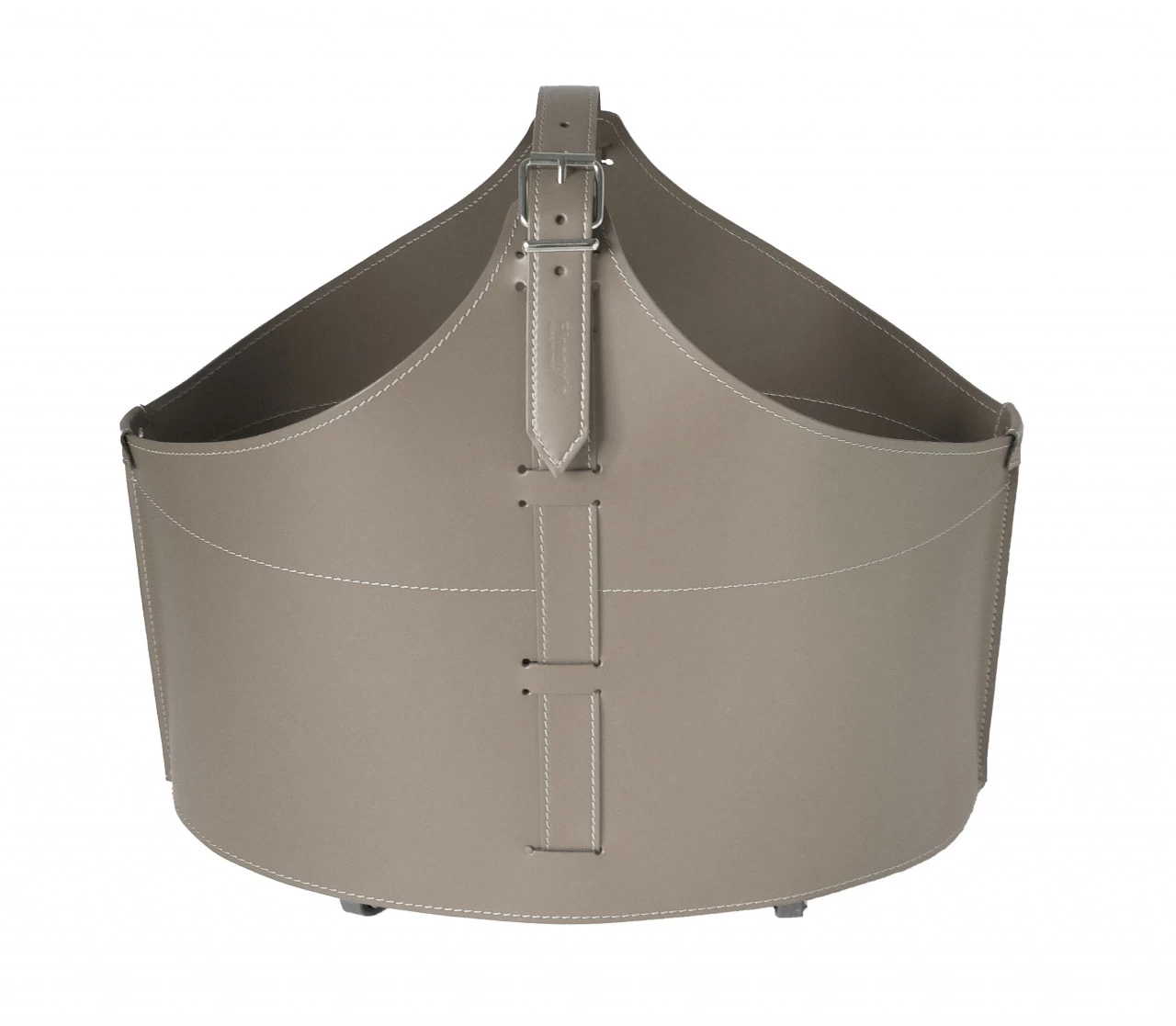 Designer Holzkorb Fabia Taupe Aus Regeneriertem Leder Mit Rollen – Bild 3