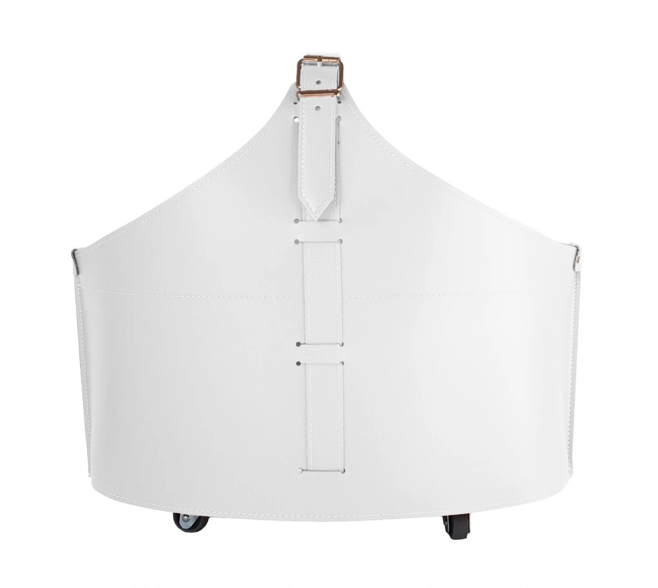 Designer Holzkorb Fabia Weiß Aus Regeneriertem Leder Mit Rollen