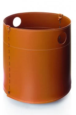 Giro Designer Holzkorb Braun Aus Regeneriertem Leder Mit Rollen