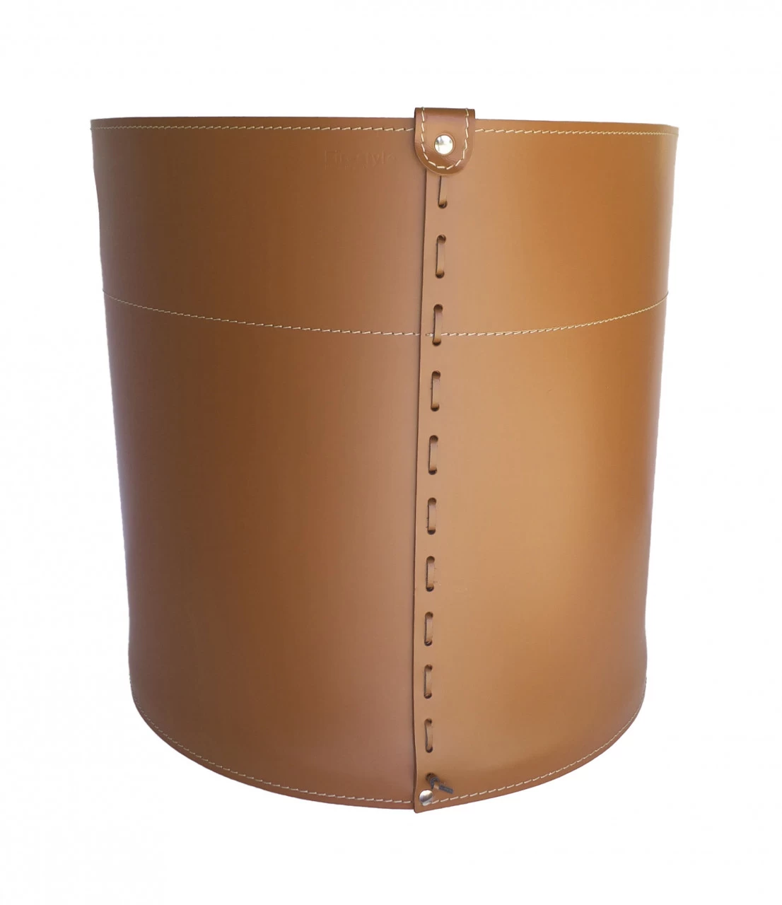 Giro Designer Holzkorb Braun Aus Regeneriertem Leder Mit Rollen – Bild 3