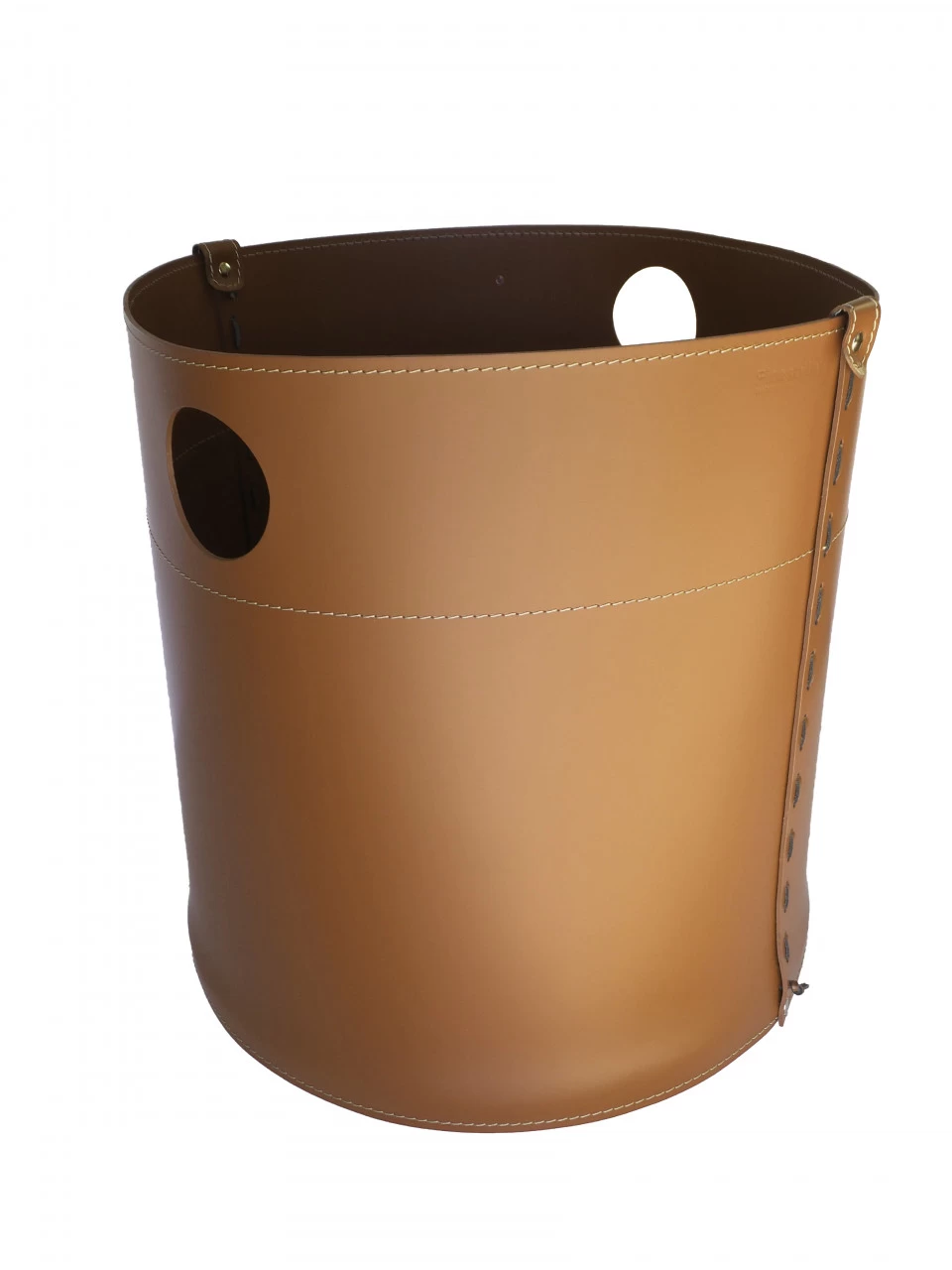 Giro Designer Holzkorb Braun Aus Regeneriertem Leder Mit Rollen – Bild 4