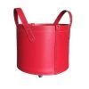 Designer Holzkorb Tonda Rot Aus Regeneriertem Leder Mit Rollen