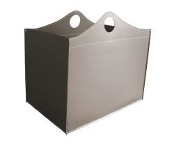 Woodbag Designer Holzkorb Taupe Aus Regeneriertem Leder Mit Rollen