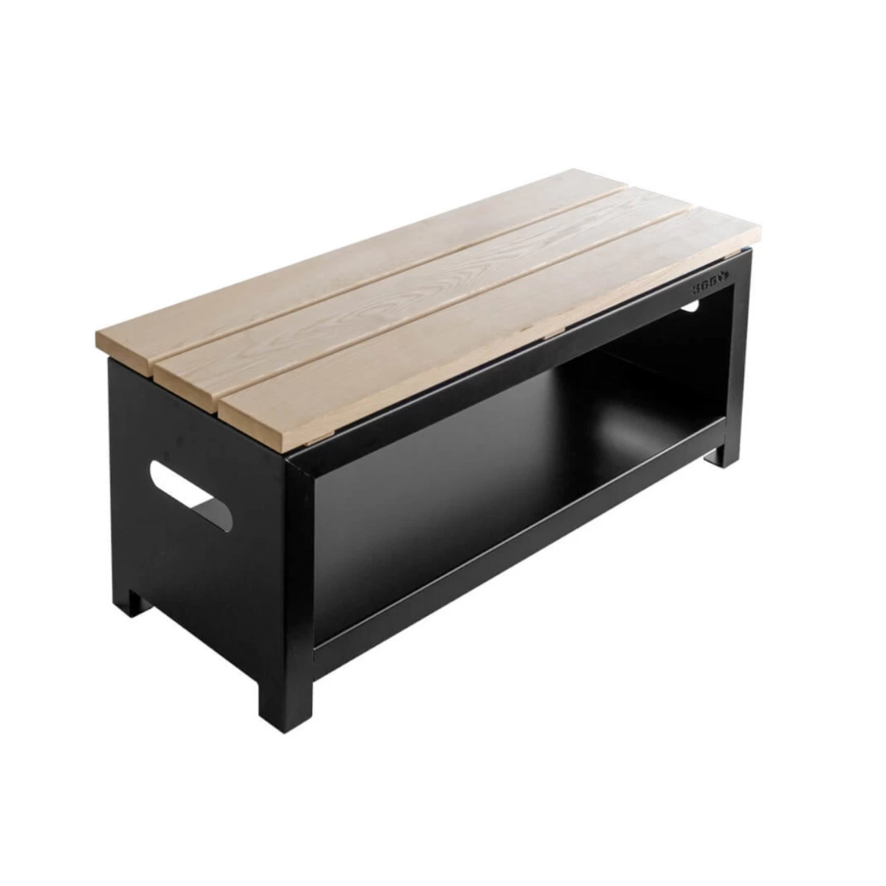 Gartenbank 100 Cm Mit Holzlager In Schwarz – Bild 5