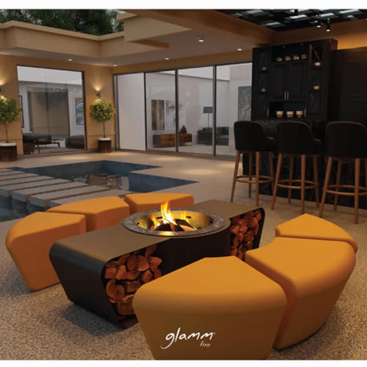 Circus Designer Feuerschale Gartenkamin Mit Sitzgruppe Optionaler Grill – Bild 3