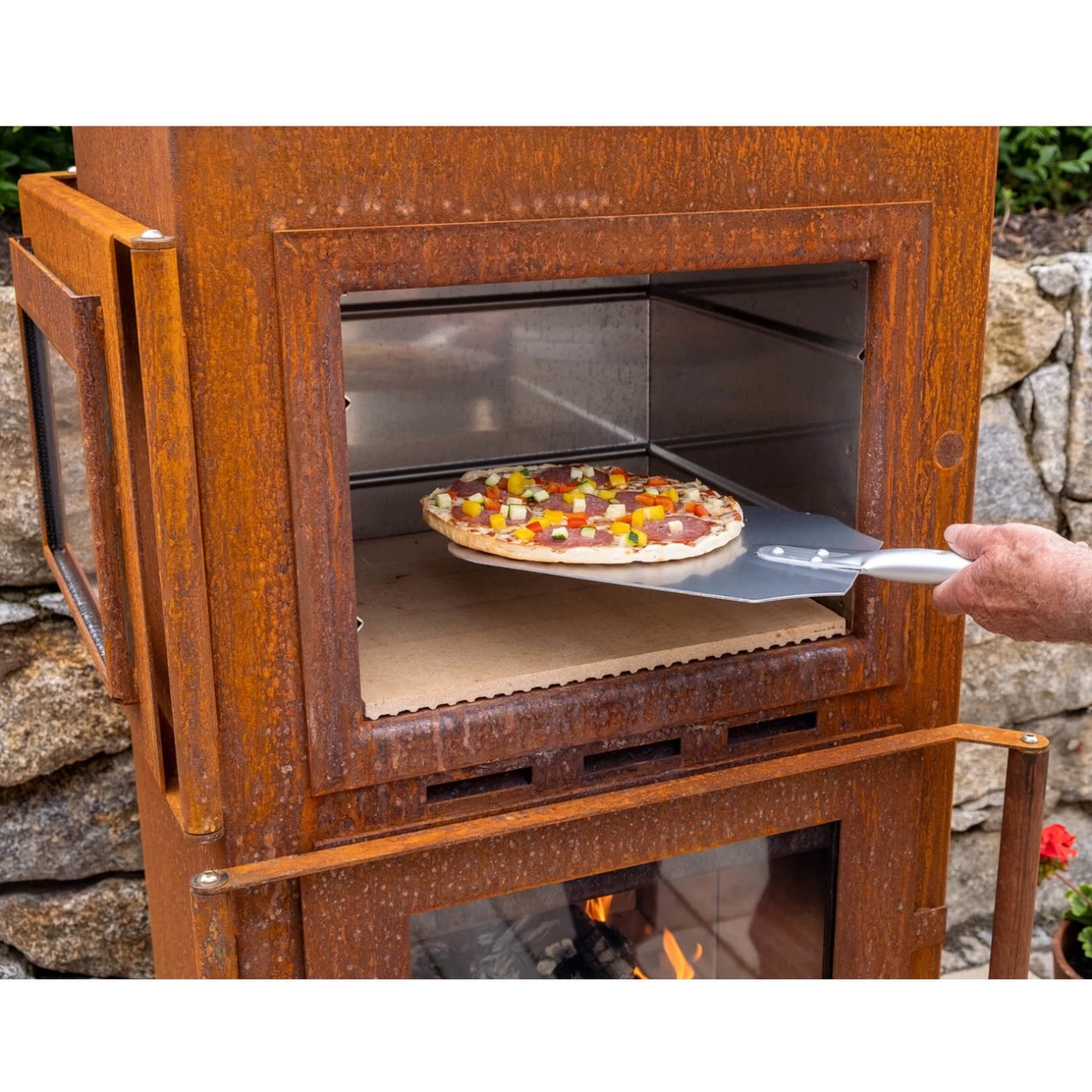 Gartenkamin ARVED Pizzaofen Backofen Cortenstahl – Bild 3