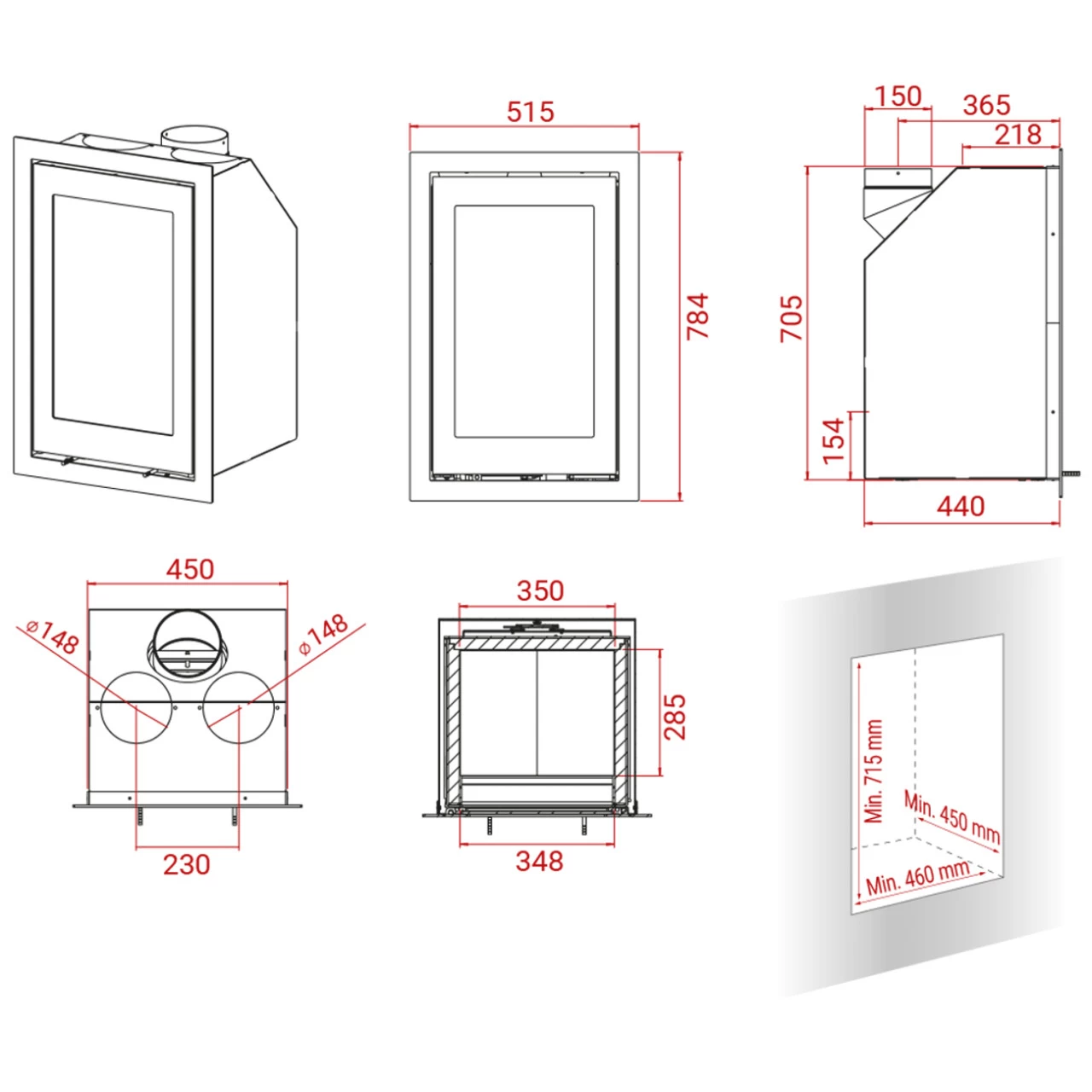 H700 Black Magic Einbau-Kaminkassette 6kW – Bild 6