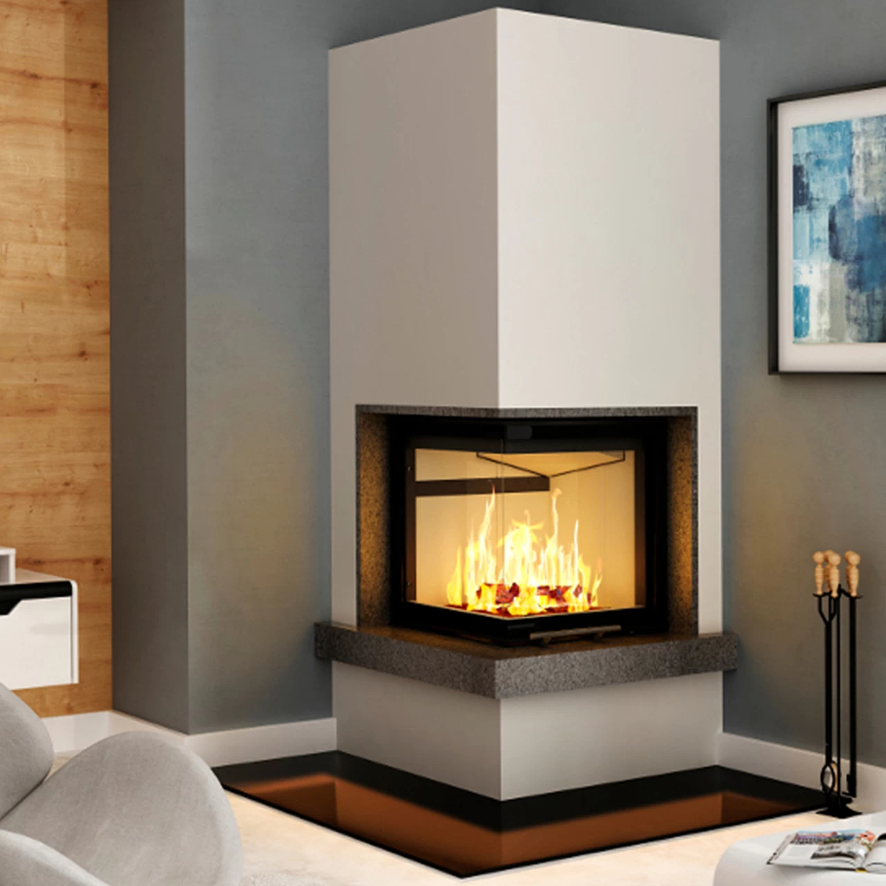 Smart 2LTH Eckkamin Links 7kW Rahmenloser Hebetür – Bild 3