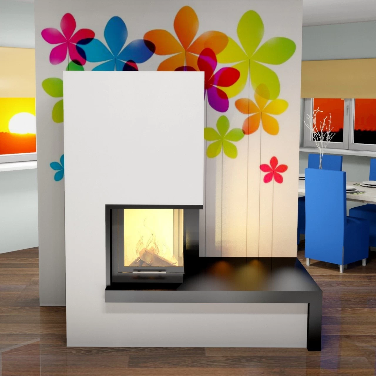 Smart 2PTH Eckkamin Rechts 7kW Rahmenloser Hebetür – Bild 5