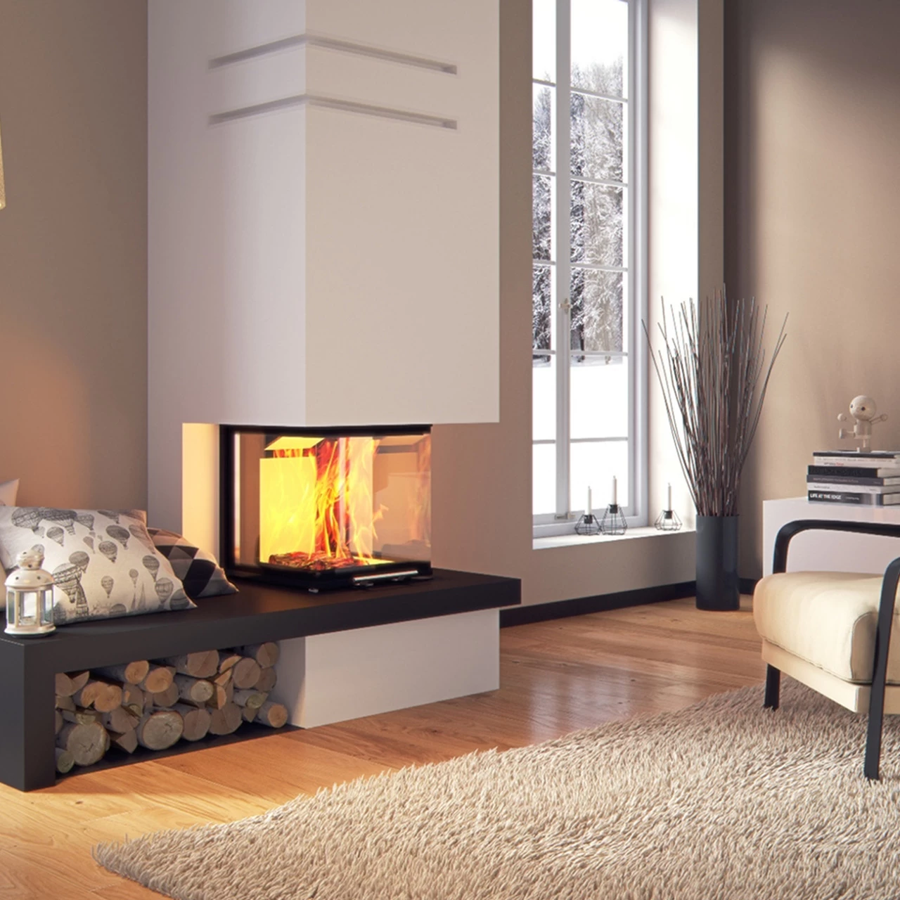 Smart 3PLH Kamineinsatz 7kW Dreiseitig Schwarz – Bild 10