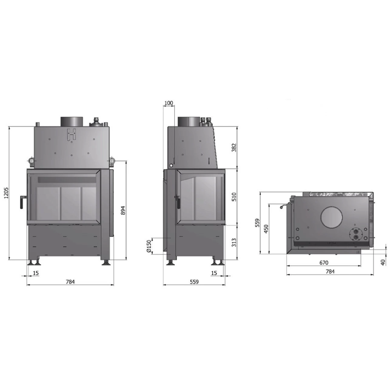Volcano WL18 Wassergeführter-Kamineinsatz 18kW Linksverglast – Bild 3