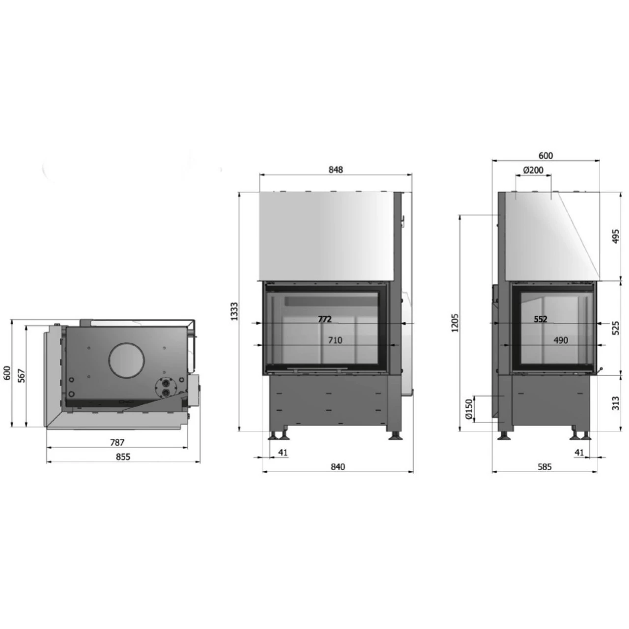 Kaminbausatz Imperial Extra Wasserkamin WPTh 12 KW Rechtsverglast – Bild 8