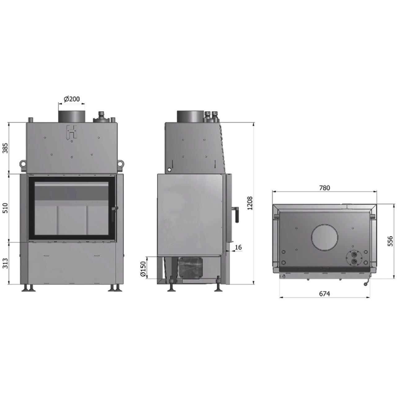Volcano WT18 Wassergeführter Kamineinsatz 18kW Doppelverglast – Bild 3