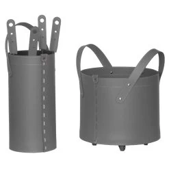 Tocad Designer Kaminbesteckset Und Holzkorb Anthrazit
