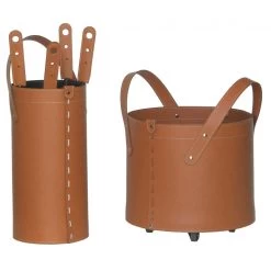 Tocad Designer Kaminbesteckset Und Holzkorb Braun