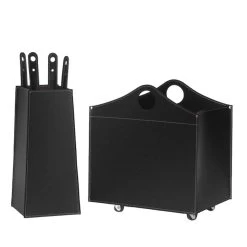 Bocad Designer Kaminbesteckset Und Holzkorb Schwarz
