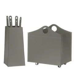 Bocad Designer Kaminbesteckset Und Holzkorb Taupe