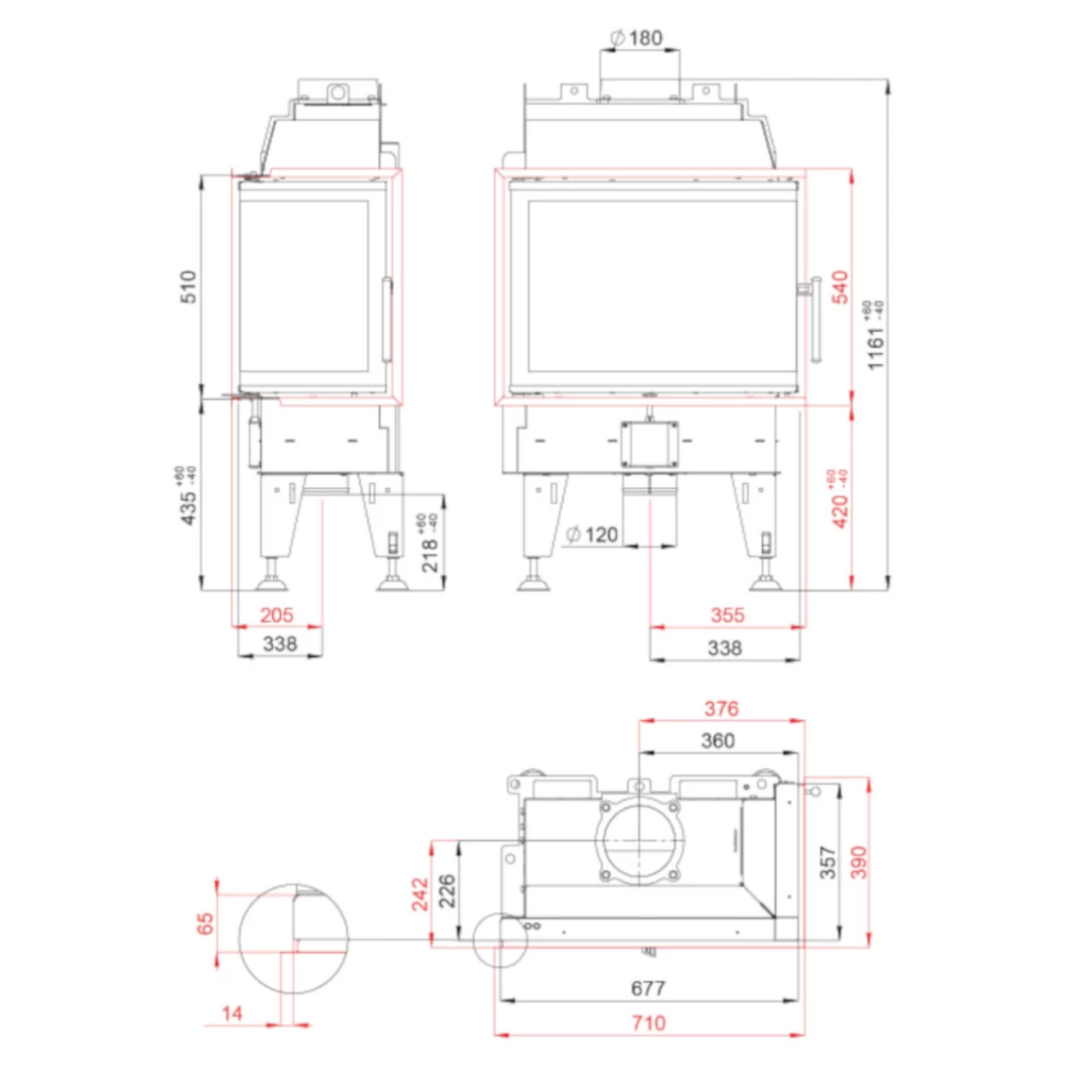 Feel 8CP Eck-Kamineinsatz 8kW Für Niedrigenergiehäuser – Bild 4