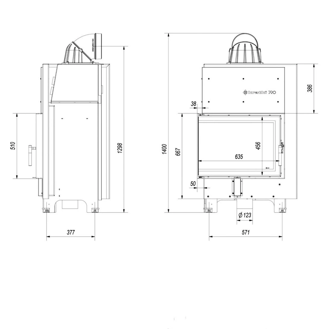 MBZ13 Warmluft Kamineinsatz 13kW Linksverglast – Bild 8