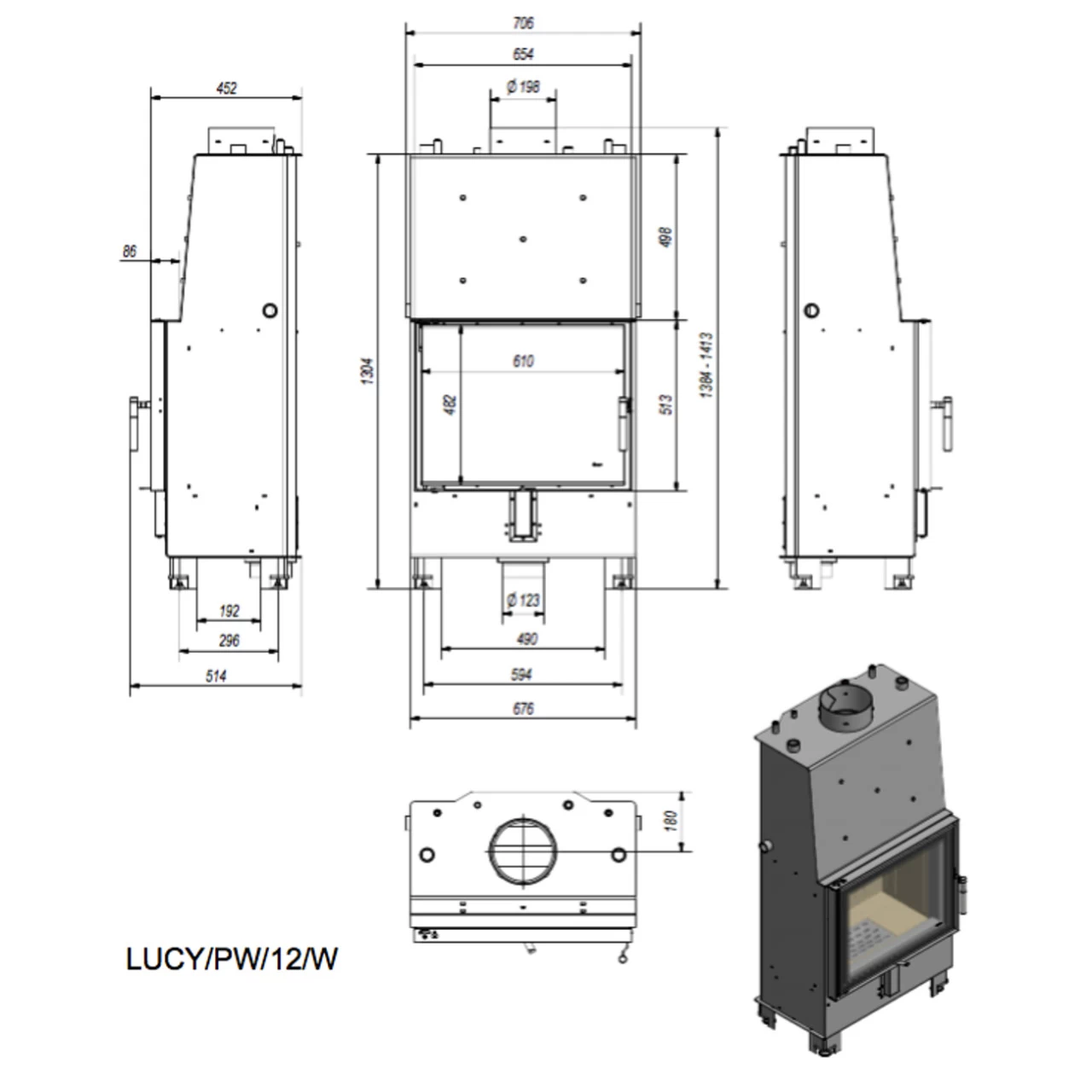 Lucy 12 Wasserführender Kamineinsatz 12kw – Bild 9