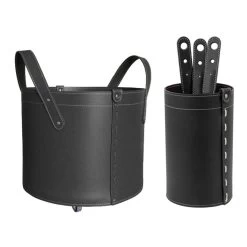 Lycad Designer Kaminbesteckset Und Holzkorb Schwarz