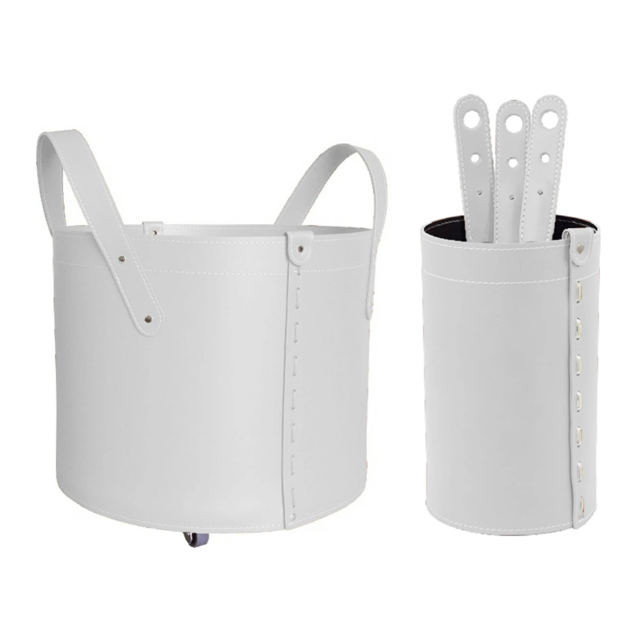 Lycad Designer Kaminbesteckset Und Holzkorb Weiss