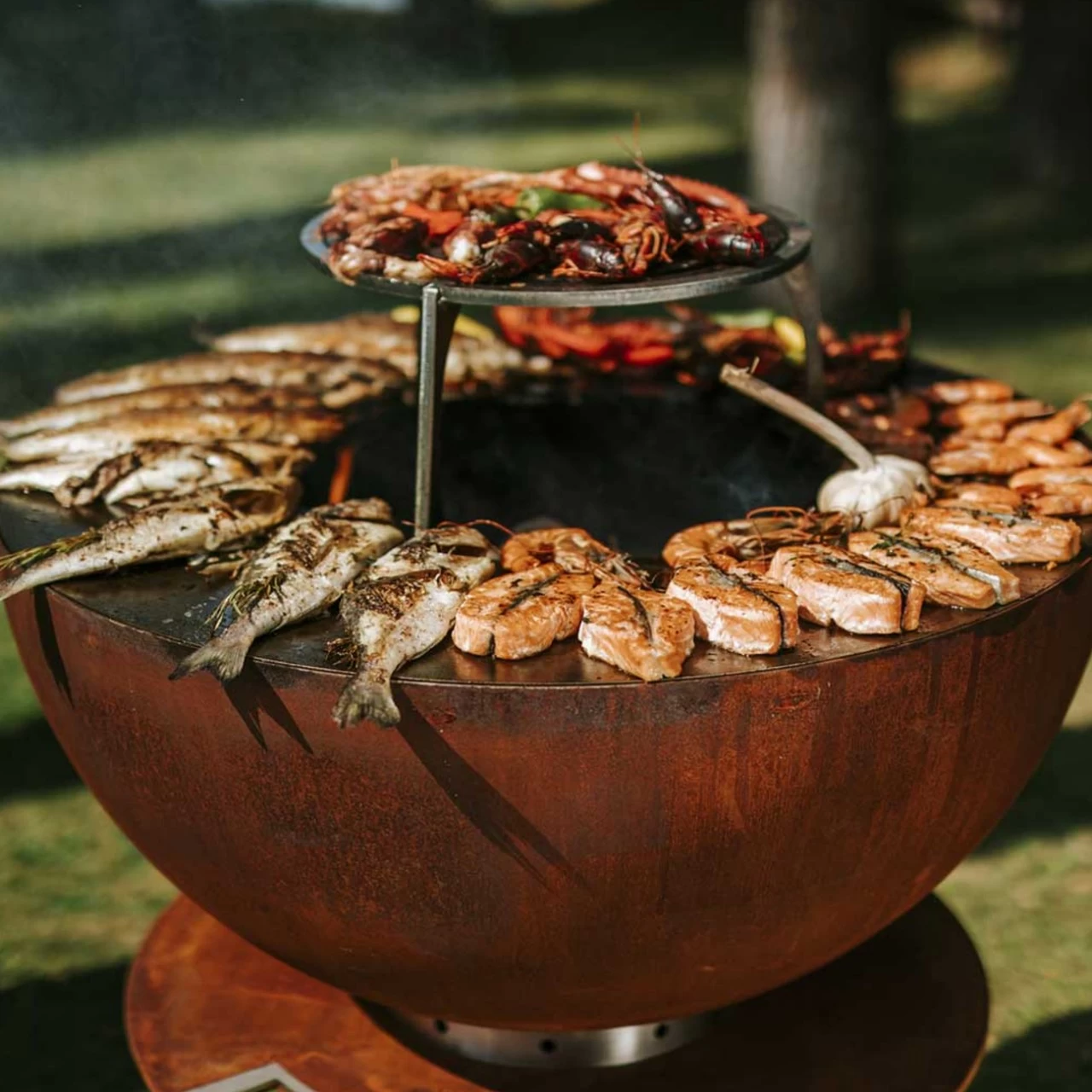 Juno 600 Gartenkamin Plancha Grill Cortenstahl – Bild 5