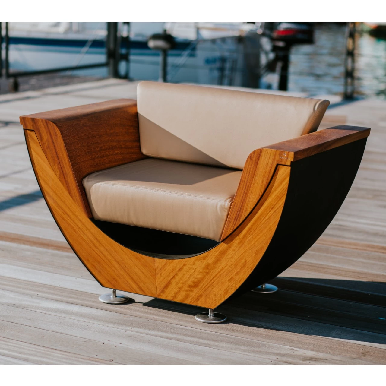 Narie Outdoor Sessel Schwarz Beige – Bild 6