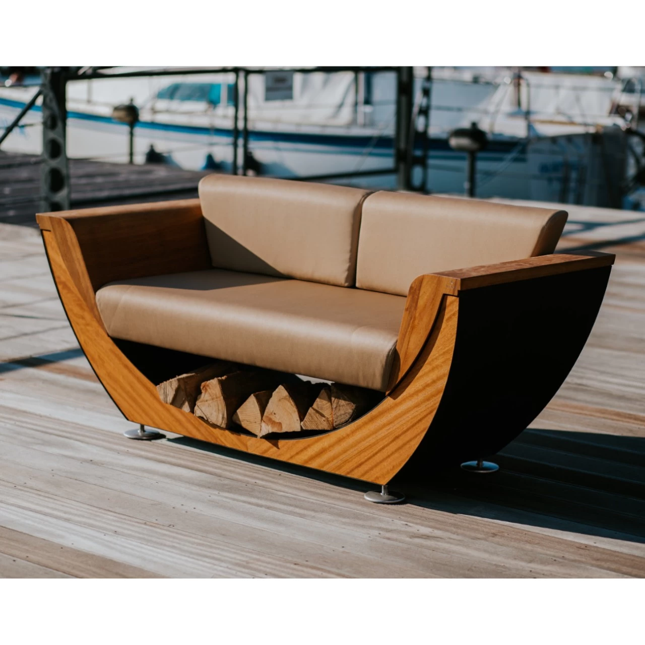 Narie Outdoor Sofa Schwarz Beige