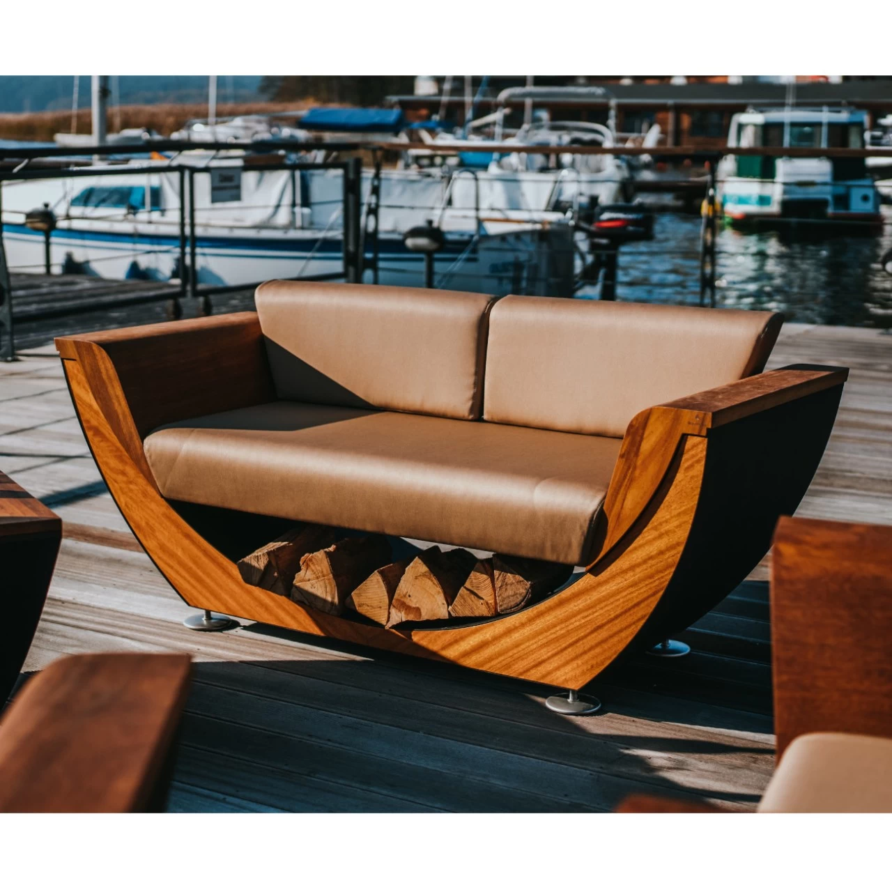 Narie Outdoor Sofa Schwarz Beige – Bild 6