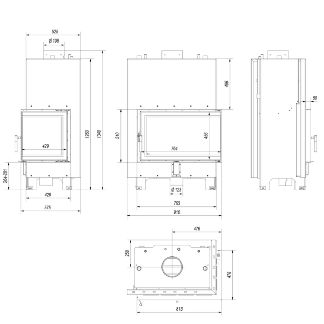 MBO15 Wassergeführter Rechtsverglaster Kamineinsatz 15kW – Bild 6