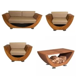 Narie Outdoor Lounge Sitzgruppe Mit Couch Tisch Cortenstahl Beige