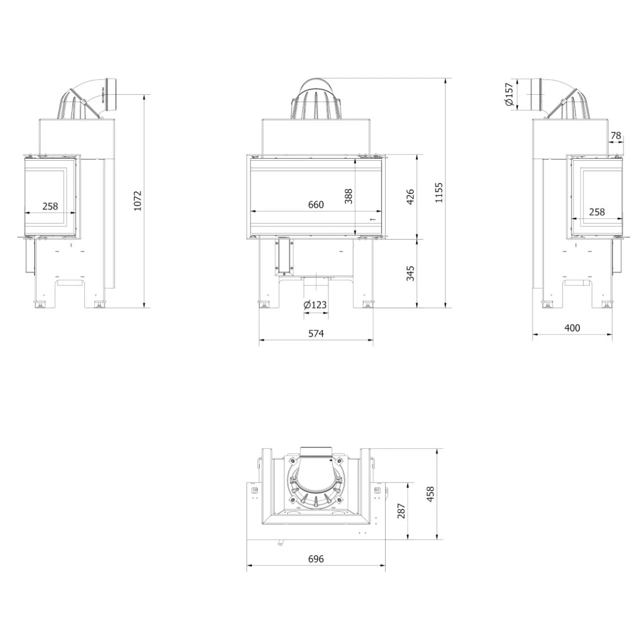 NBC 7 - 3 Seitiger Panorama Kamineinsatz 7kW Mit Schwenktür – Bild 12