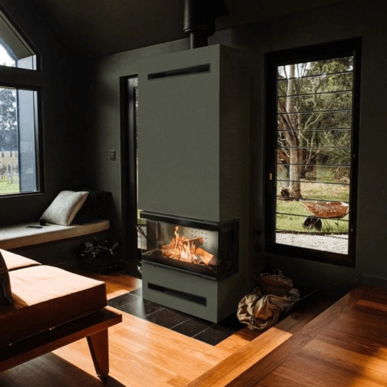 NBC 7 - 3 Seitiger Panorama Kamineinsatz 7kW Mit Schwenktür – Bild 6