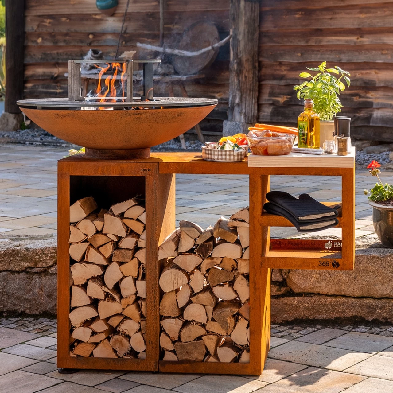 Gartenkamin Plancha Grill Premium PIO100 Cortenstahl – Bild 3