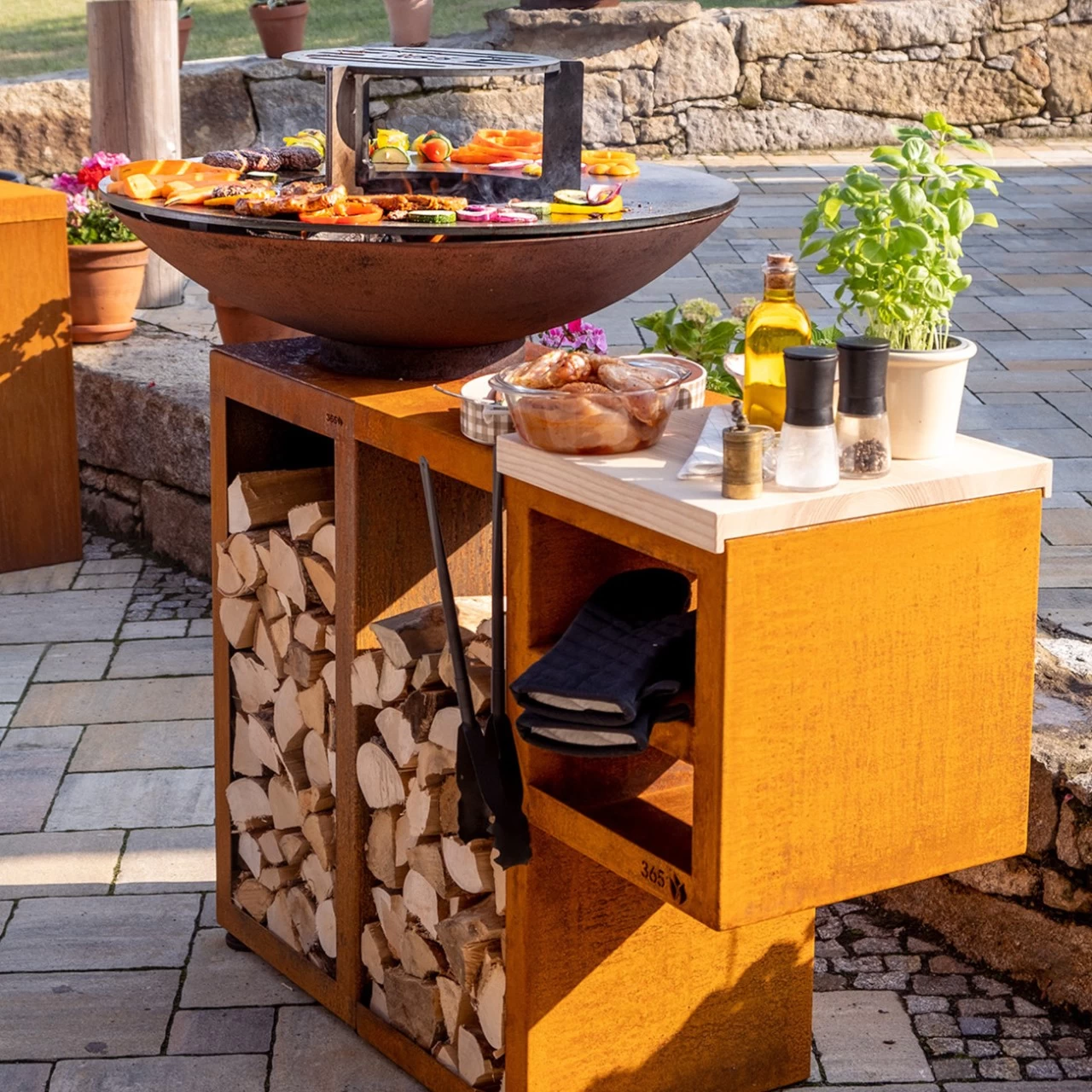 Gartenkamin Plancha Grill Premium PIO80 Cortenstahl – Bild 4